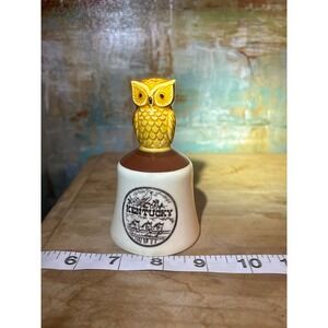 Vintage Scotty Japan Kentucky Souvenir‎ Owl Ceramic Dinner Bell Yellow Brown 4in